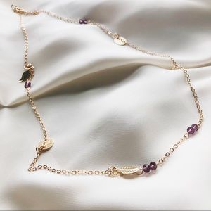 Crystal Beads and Gold Charms Dainty Necklace